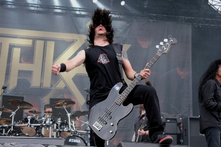 Frank Bello on stage live with Anthrax