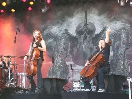 Eino Matti Toppinen and Paavo Lötjönen from Apocalyptica live at Sweden Rock Festival, Sweden, June 2008