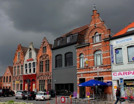 The square out of the station of Deinze, Belgium