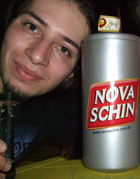 Metal Traveller and a Nova Schin Beer, Itapua, Brazil