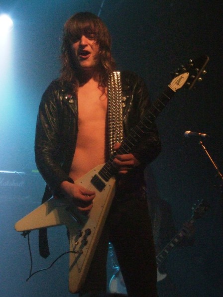 Hampus Klang from Bullet on stage in Paris, October 6 2008