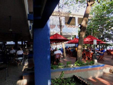 Open air restaurants at Simón Bolívar Airport, Santa Marta, Colombia