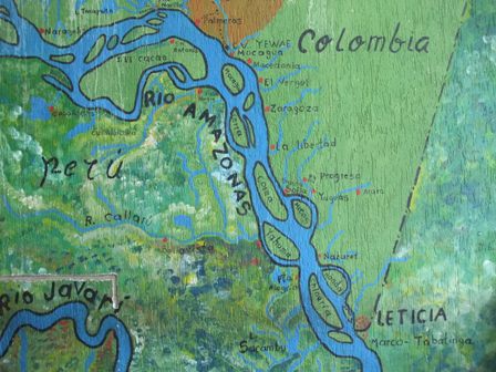 Map of the Triple Border area: Colombia, Perú and Brazil