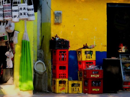 Colourful public toilet