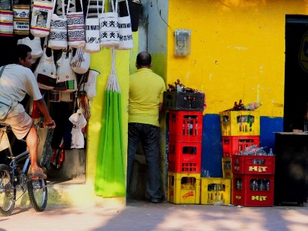 Colourful public toilet