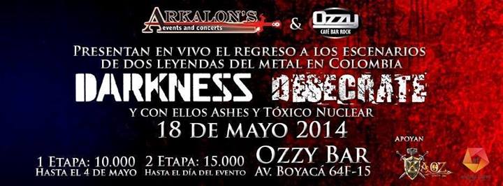 Poster for Darkness and Desecrate at Ozzy Bar