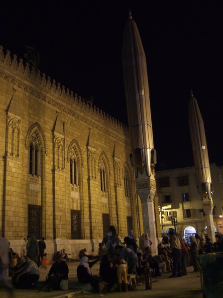 Al Hussein Mosque by night, Cairo