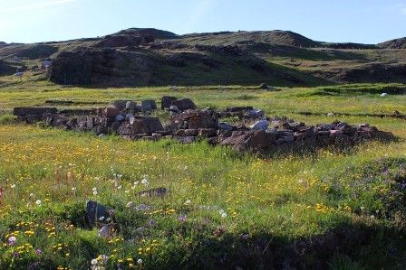 Ancient Norse ruins  in Brattahlíð, Greenland