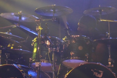 Mickey Lewis on drums with Helstar