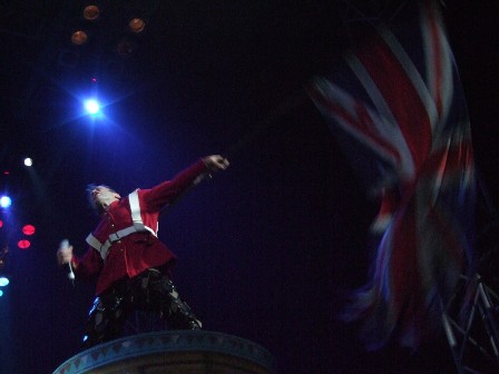 The Trooper: Bruce Dickinson with the UK Flag - Iron Maiden in Belgrade Arena, Serbia - February 10 2009