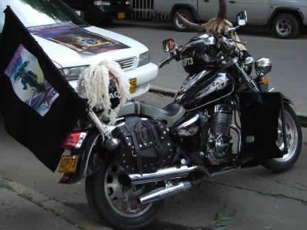 A Harley Davidson customized for that day!