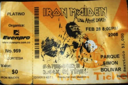 The Ticket for Iron Maiden in Colombia