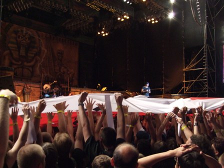 Iron Maiden fans with a Polish flag Warsaw, August 7 2008