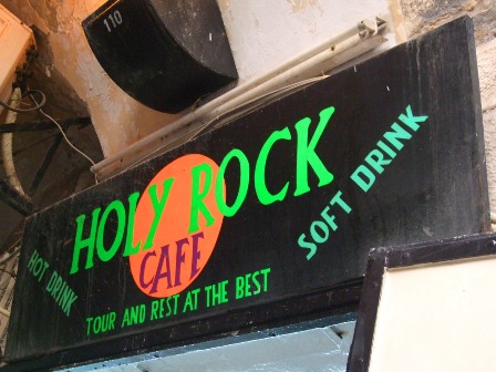 If you can't find a Hard Rock café in Jerusalem, don't worry, the Holy Rock café is here.