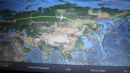 On Russian airspace, from Moscow to Tokyo
