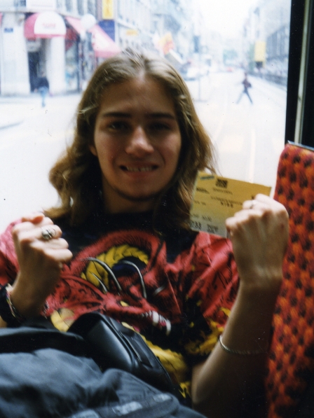 Metal Traveller with his ticket for KISS - Kiss live in Geneva, Switzerland - July 2 1997