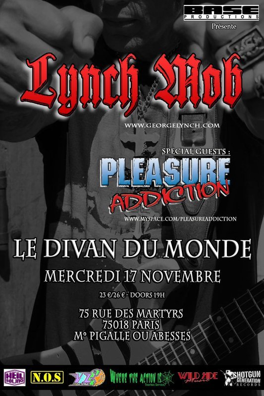 Poster for Lynch Mob live at Divan Du Monde in Paris, France