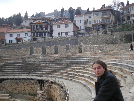 Metal Traveller at the Ancient Theater of Ohrid, Madedonia Metal Traveller at the Ancient Theater of Ohrid, Madedonia
