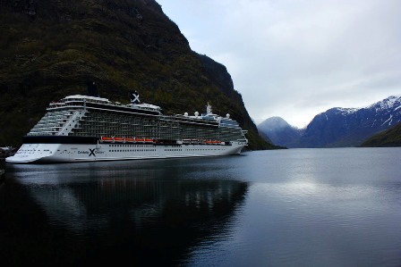 A cruise Ship from celebrity Cruises visiting Flåm