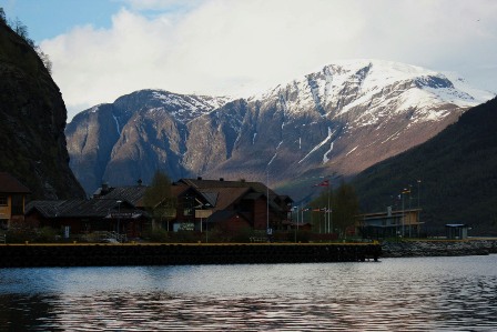 Flåm, the mountains, and the Aurlandsfjord