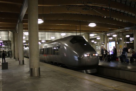 OSL: The Oslo airport train station as the Flytoget arrives