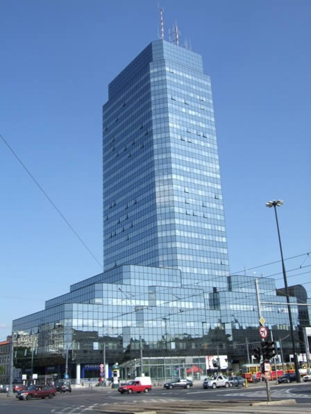 The Blue Tower, one of the many Skyscrappers of Warsaw. It was built in 1991 and houses offices.