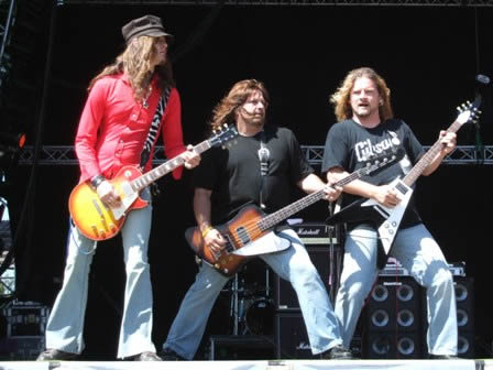 Dave Rude, Brian Wheat and Frank Hannon from Tesla live at the Sweden Rock Festival - June 2008